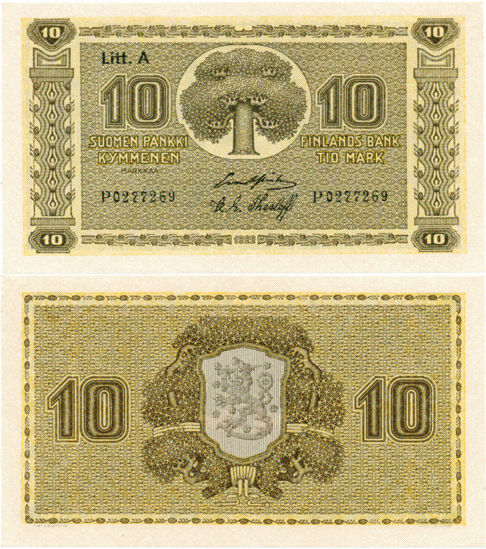 10 Markkaa 1922 Litt.A P0277269 kl.9